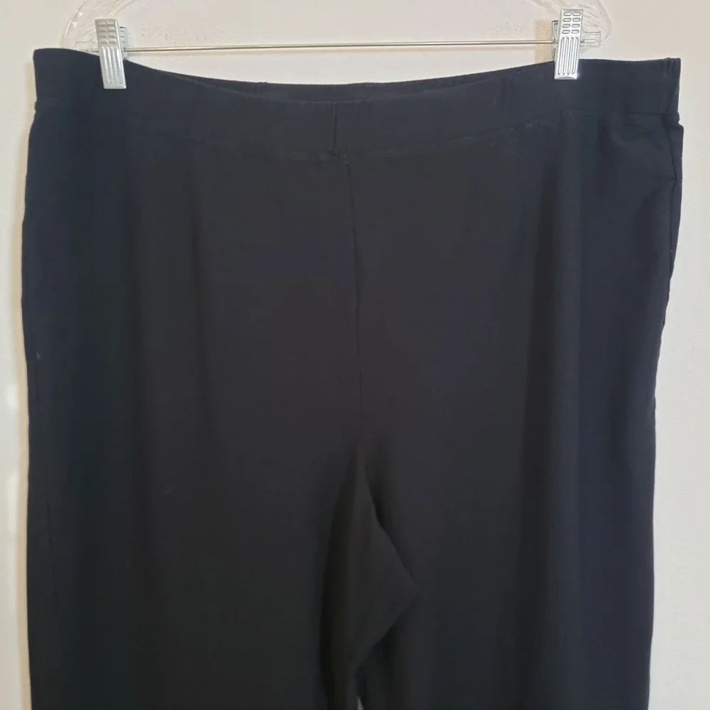 Eileen Fisher Solid Black Elastic Waist Pull On Pant 3X Ponte Minimalist‎ Casual